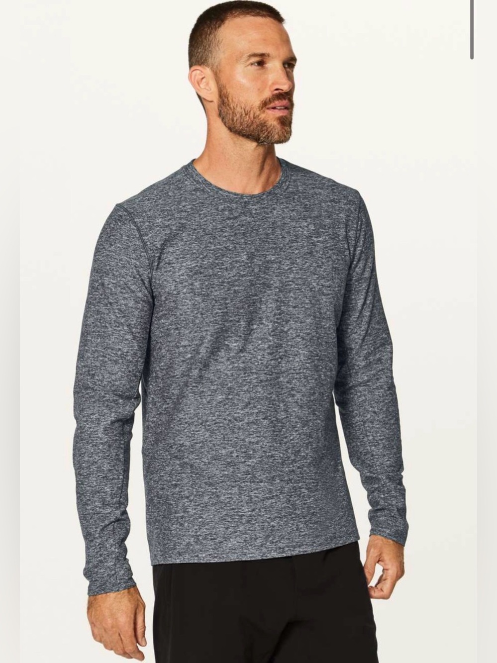 Lululemon men's Surge Warm Long Sleeve Heather gray black Sz Large